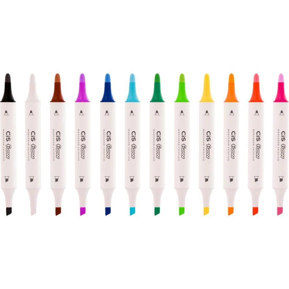 MARCADOR ARTISTICO CIS FLOW 12 CORES SERTIC (ESTOJO) - imagem 4