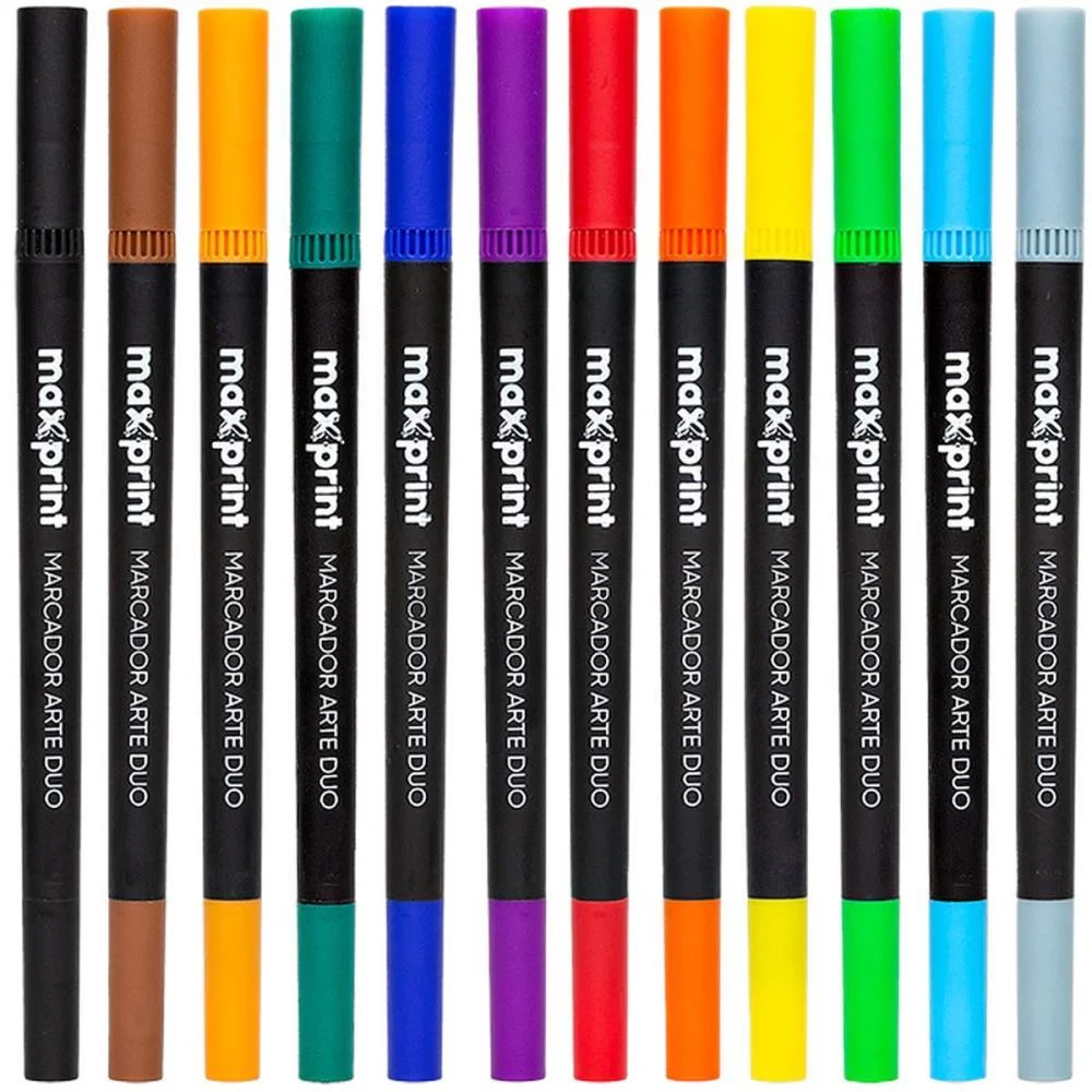 MARCADOR ARTISTICO ARTE DUO 3EM1 12 CORES MAXPRINT (ESTOJO) - imagem 4