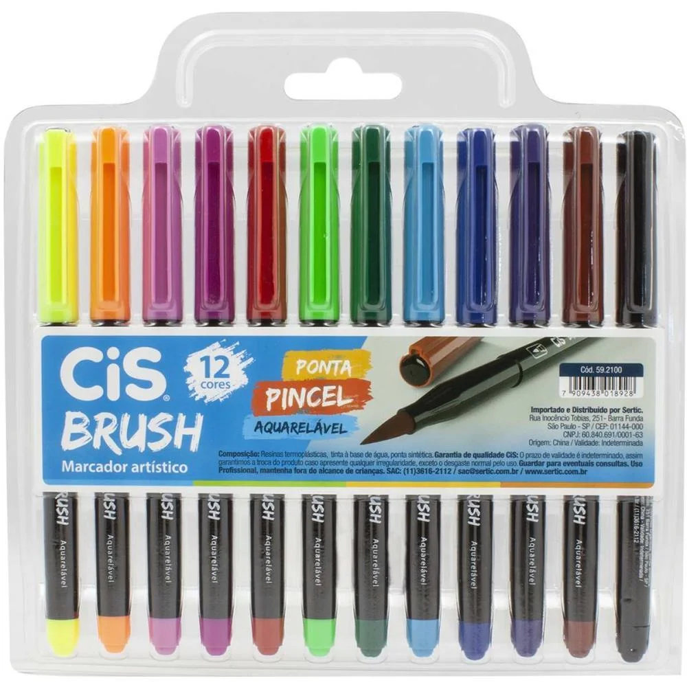 MARCADOR ARTISTICO CIS BRUSH 12CORES SERTIC (ESTOJO) - imagem 3