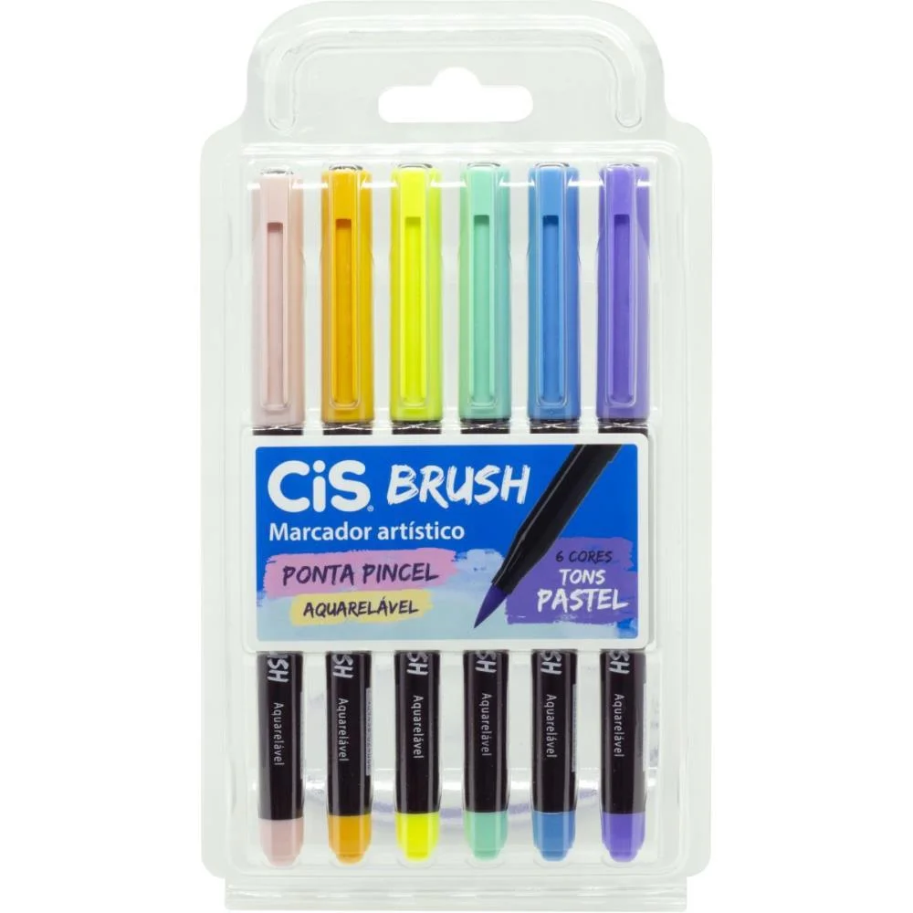 MARCADOR ARTISTICO CIS BRUSH 6 TONS PASTEL SERTIC (ESTOJO) - imagem 2