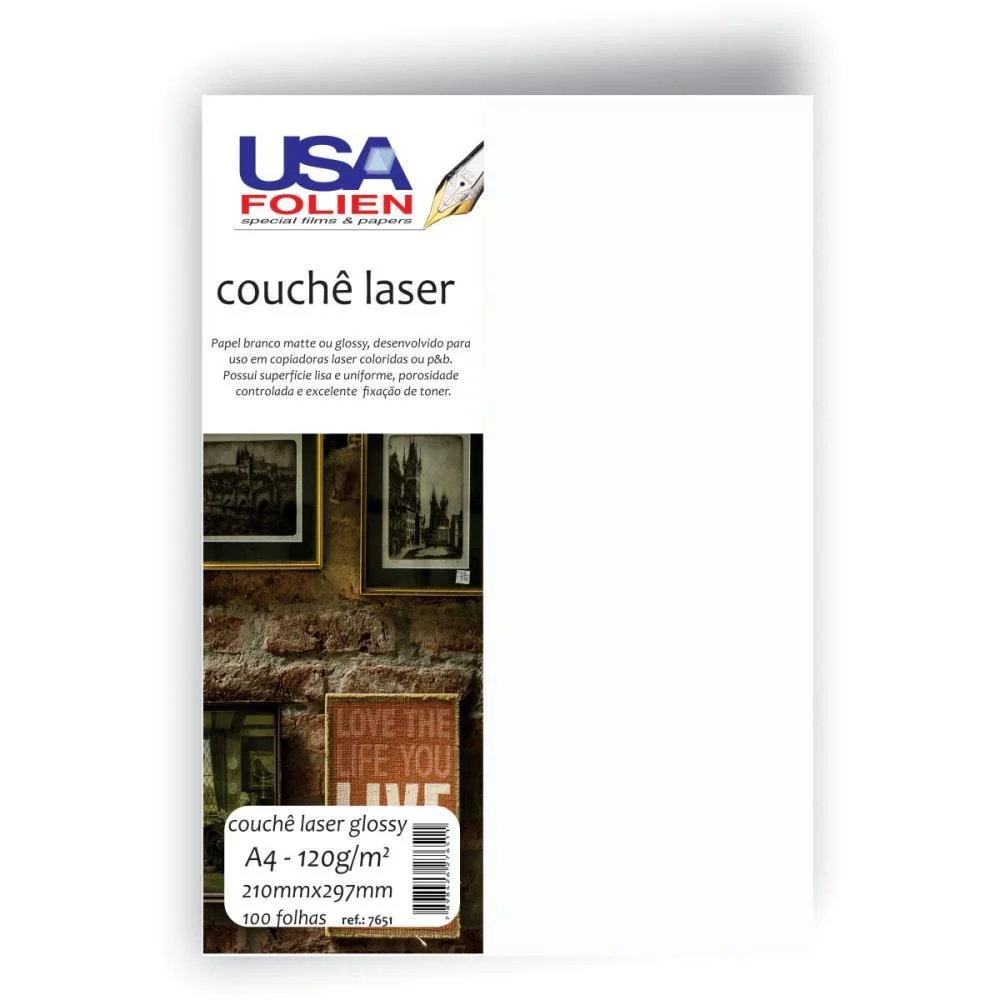 PAPEL A4 COUCHE LASER GLOSSY BRANCO 120G. USA FOLIEN (PCT.C/100) - imagem 2