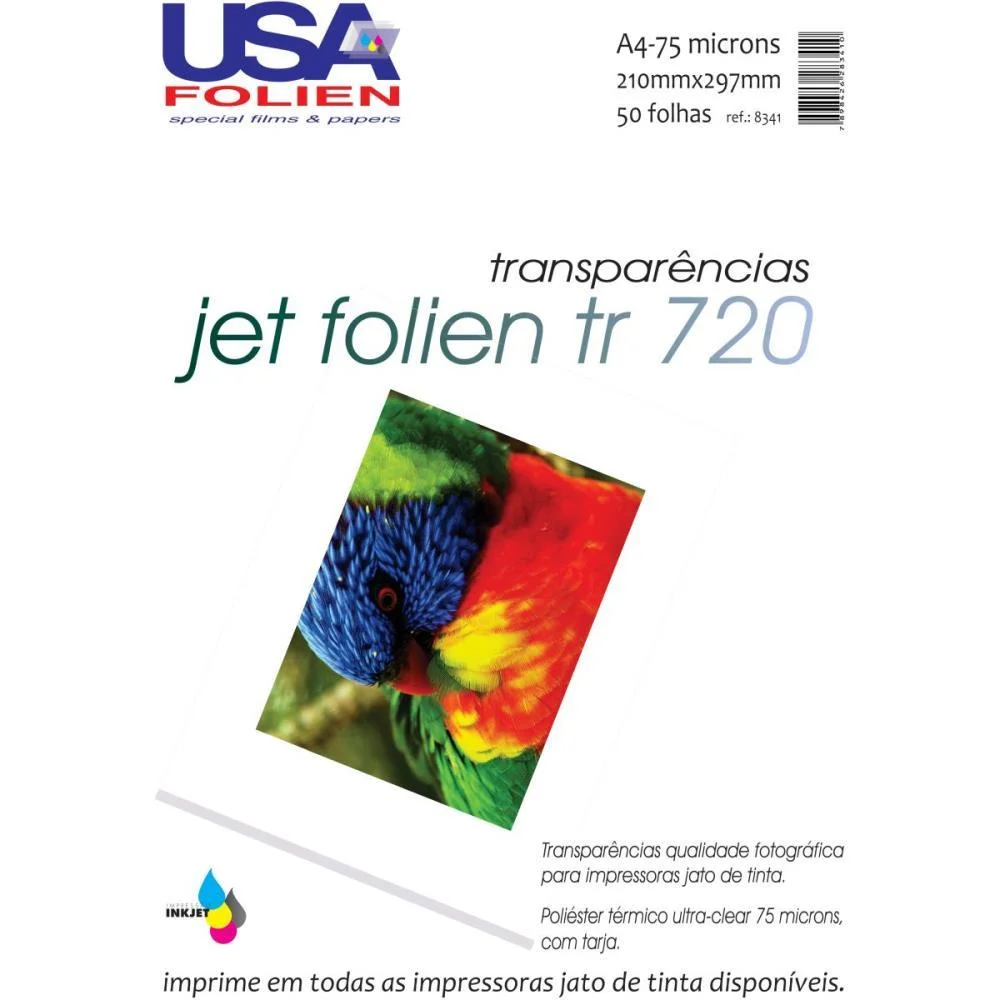 TRANSPARENCIA INKJET JET FOLIEN A4 75MC TARJA REMOV USA FOLIEN (PCT.C/50) - imagem 2