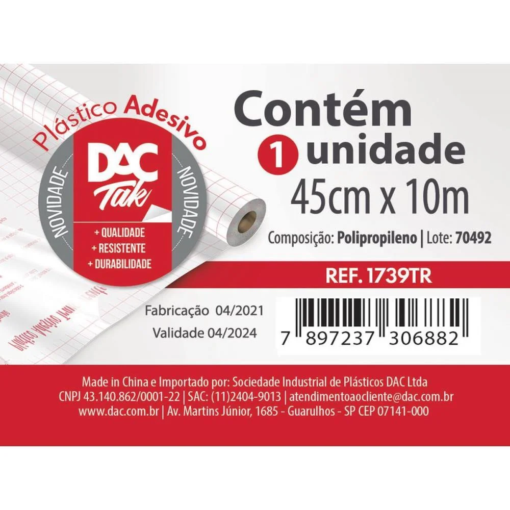 PLASTICO ADESIVO 45CMX10M JATEADO PP 0,08MM DAC (ROLO) - imagem 3