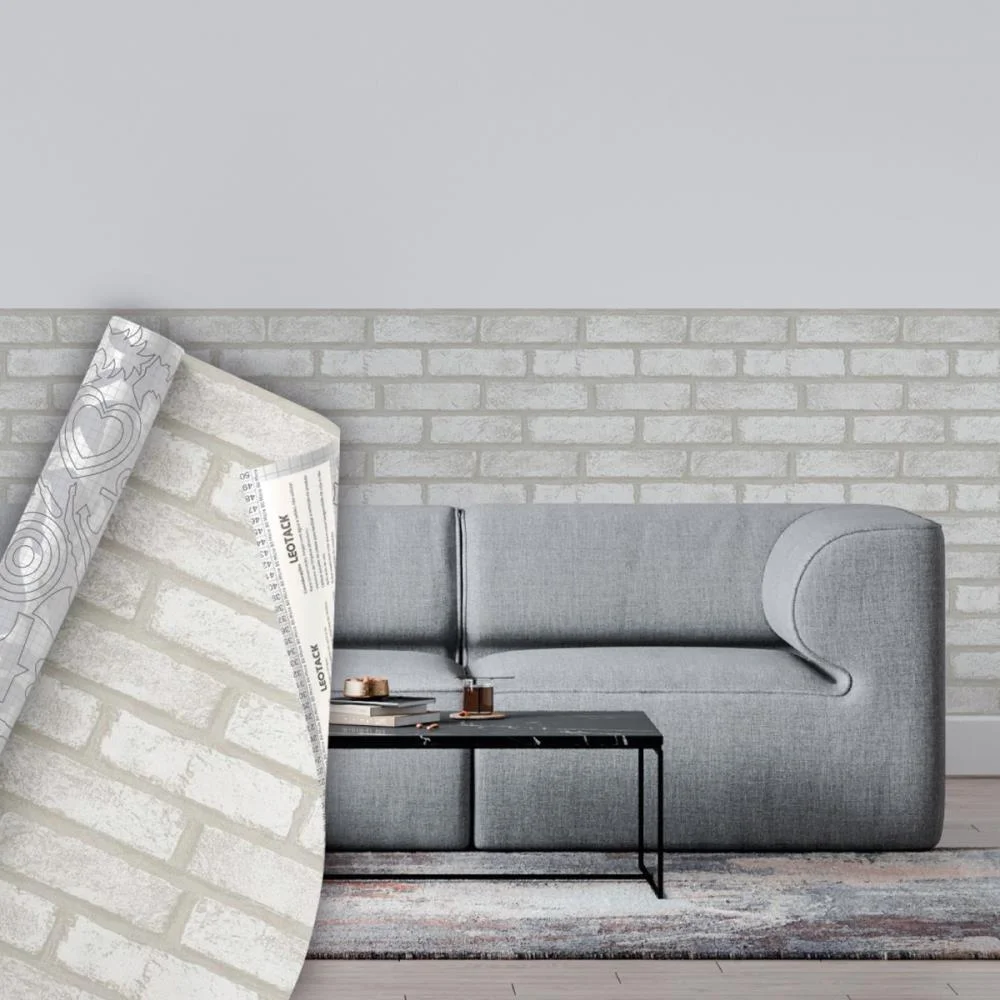 PLASTICO ADESIVO 45CMX10M FANTASIA TIJOLO BRANCO 0,80 LEONORA (ROLO) - imagem 4