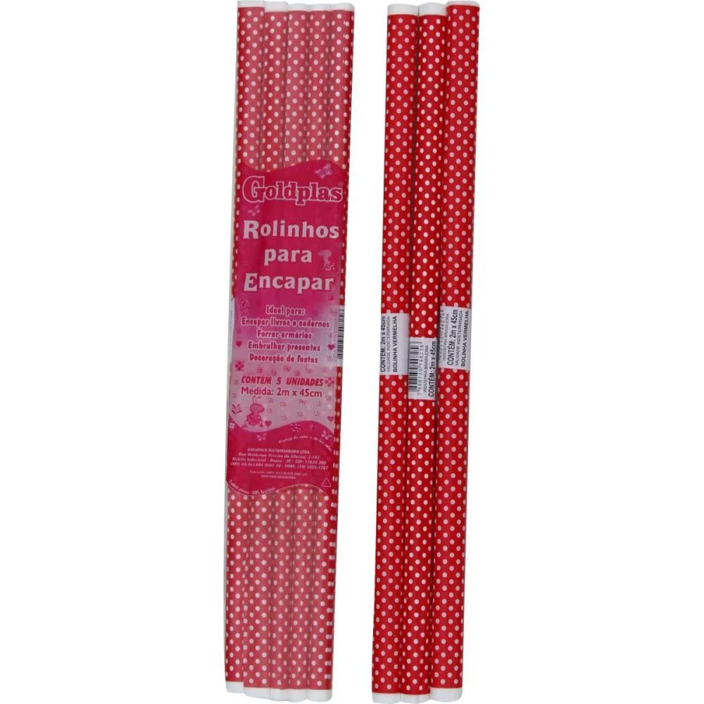 PLASTICO PARA ENCAPAR 2M BOLINHAS VERMELHAS 45CM GOLDPLAS (PCT.C/05) - imagem 3