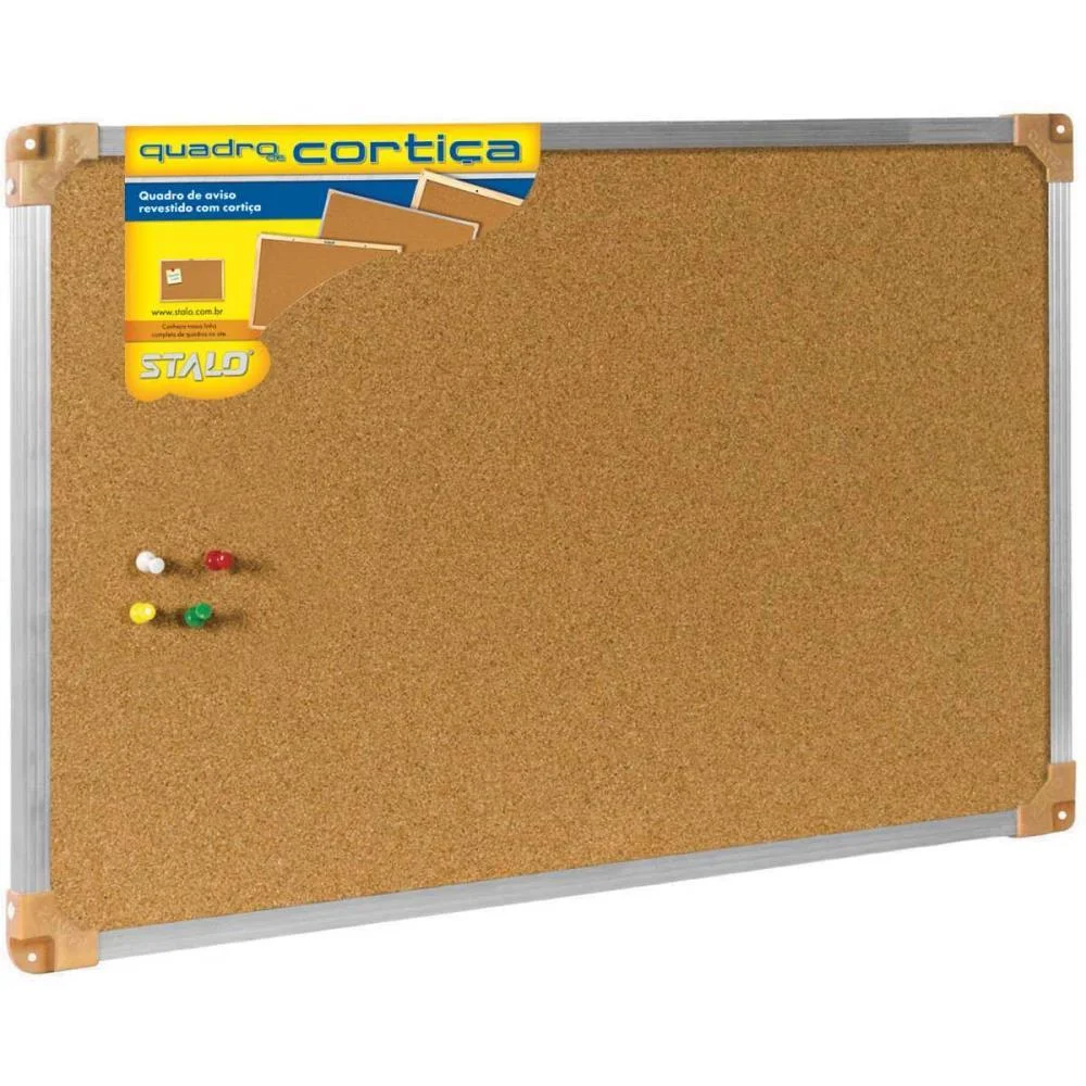 QUADRO AVISO MOLDURA ALUMINIO CORTICA APARENTE 090X060CM STALO (PCT.C/02) - imagem 3