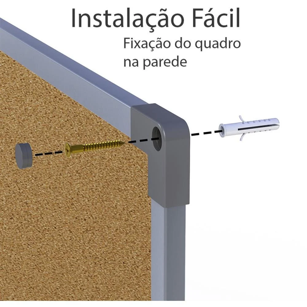 QUADRO AVISO MOLDURA ALUMINIO CORTICA APARENTE 090X060CM STALO (UNIDADE) - imagem 4