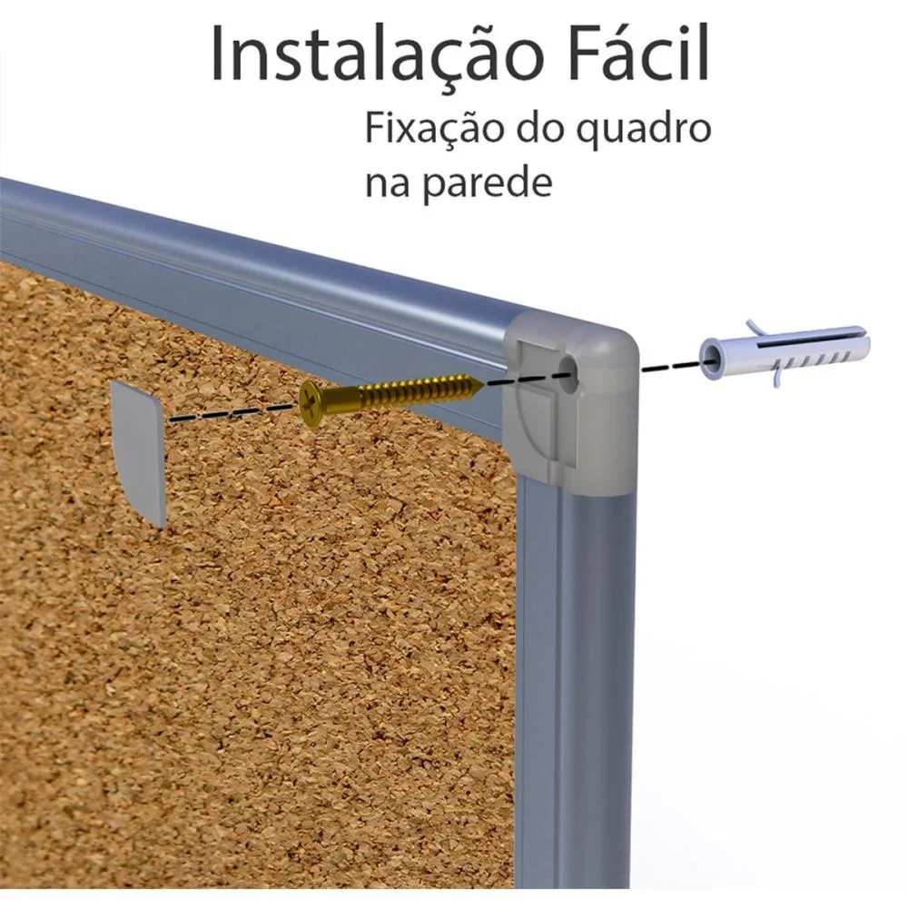 QUADRO AVISO MOLDURA ALUMINIO CORTICA APARENTE 100X070CM STALO (UNIDADE) - imagem 5