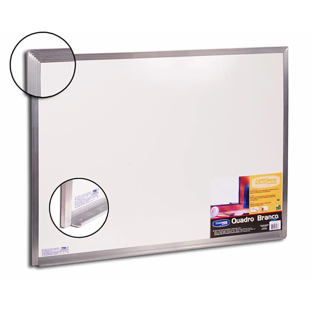 QUADRO BRANCO MOLDURA ALUMINIO 070X050CM STANDARD CORTIARTE (UNIDADE) - imagem 3