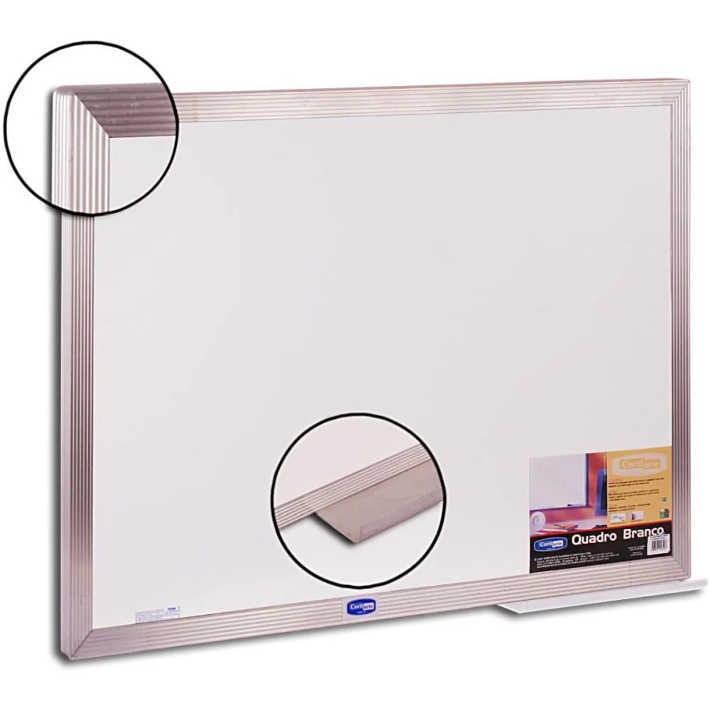 QUADRO BRANCO MOLDURA ALUMINIO 200X120CM POP CORTIARTE (UNIDADE) - imagem 2