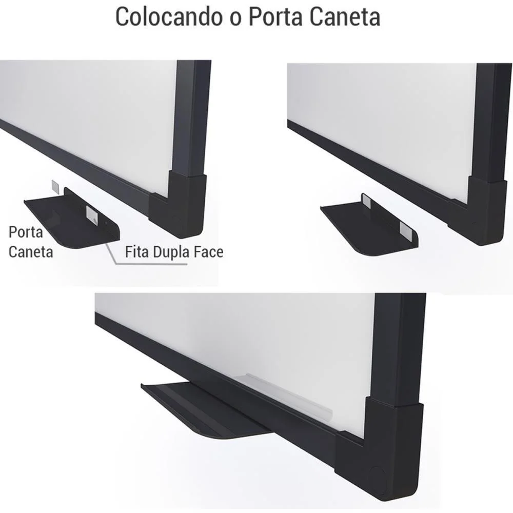 QUADRO BRANCO MOLDURA MADEIRA 080X060CM UV SOFT MOLD. PRETA STALO (UNIDADE) - imagem 6