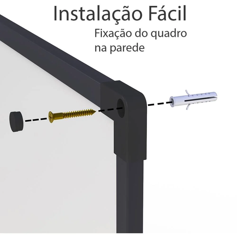 QUADRO BRANCO MOLDURA MADEIRA 120X080CM UV SOFT MOLD. PRETA STALO (UNIDADE) - imagem 7