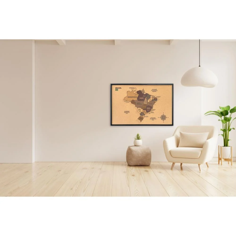 QUADRO DECORATIVO MAPA BRASIL CORTICA 90X60CM STALO (UNIDADE) - imagem 3