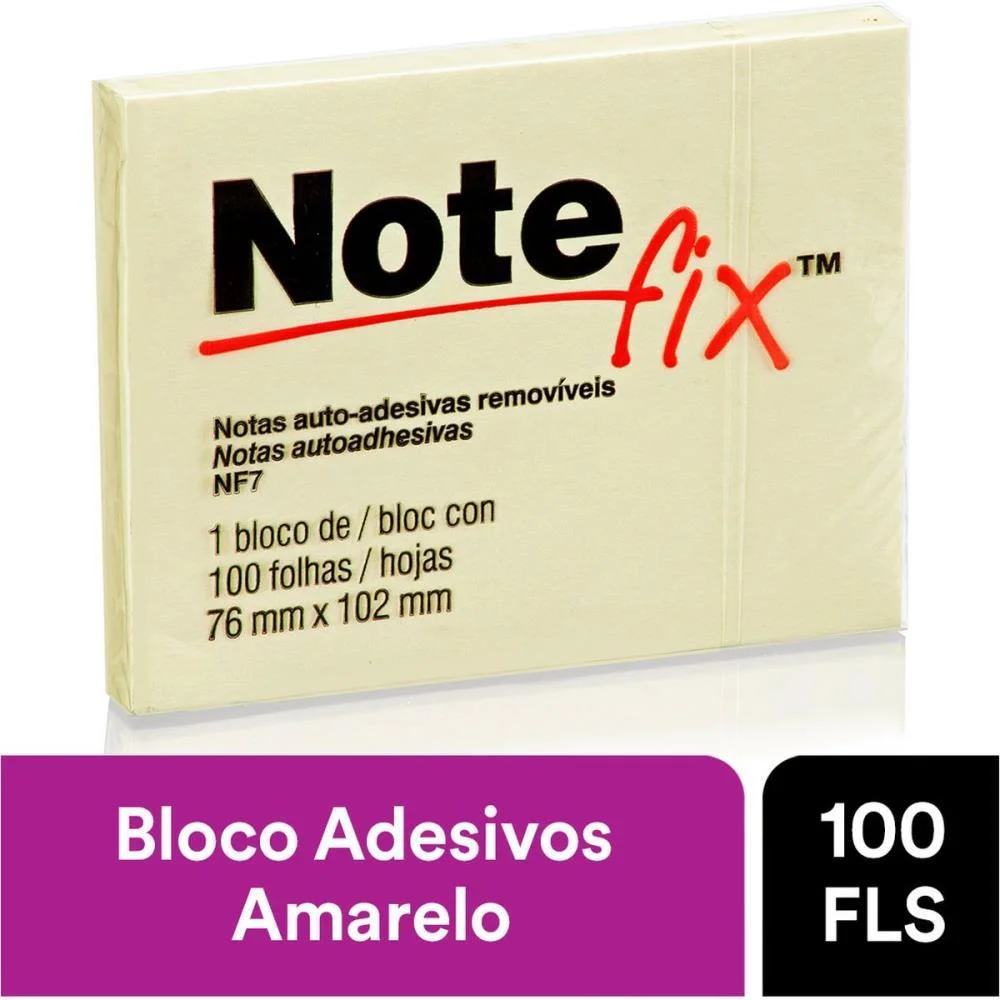 BLOCO DE RECADO AUTOADESIVO NOTEFIX 100F. 76MMX102MM AMARE 3M (UNIDADE) - imagem 4
