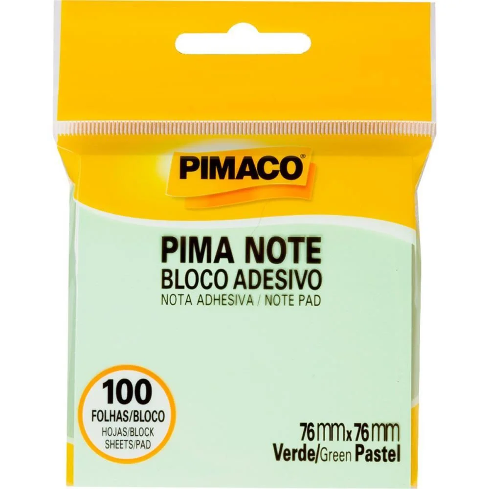 BLOCO DE RECADO AUTOADESIVO PIMANOTE VERDE 76X76MM 100FLS PIMACO (UNIDADE) - imagem 3
