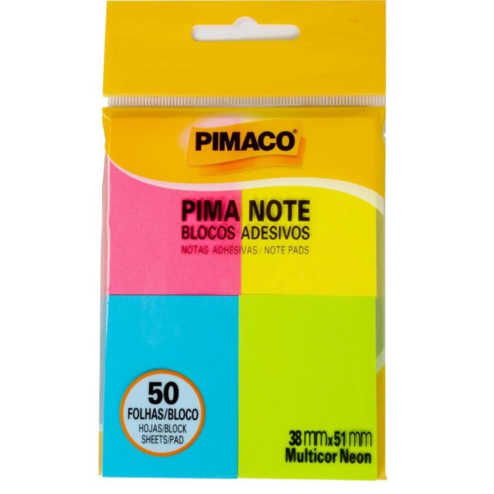 BLOCO DE RECADO AUTOADESIVO PIMANOTE SORTIDOS 38X51MM 50FL PIMACO (UNIDADE) - imagem 3
