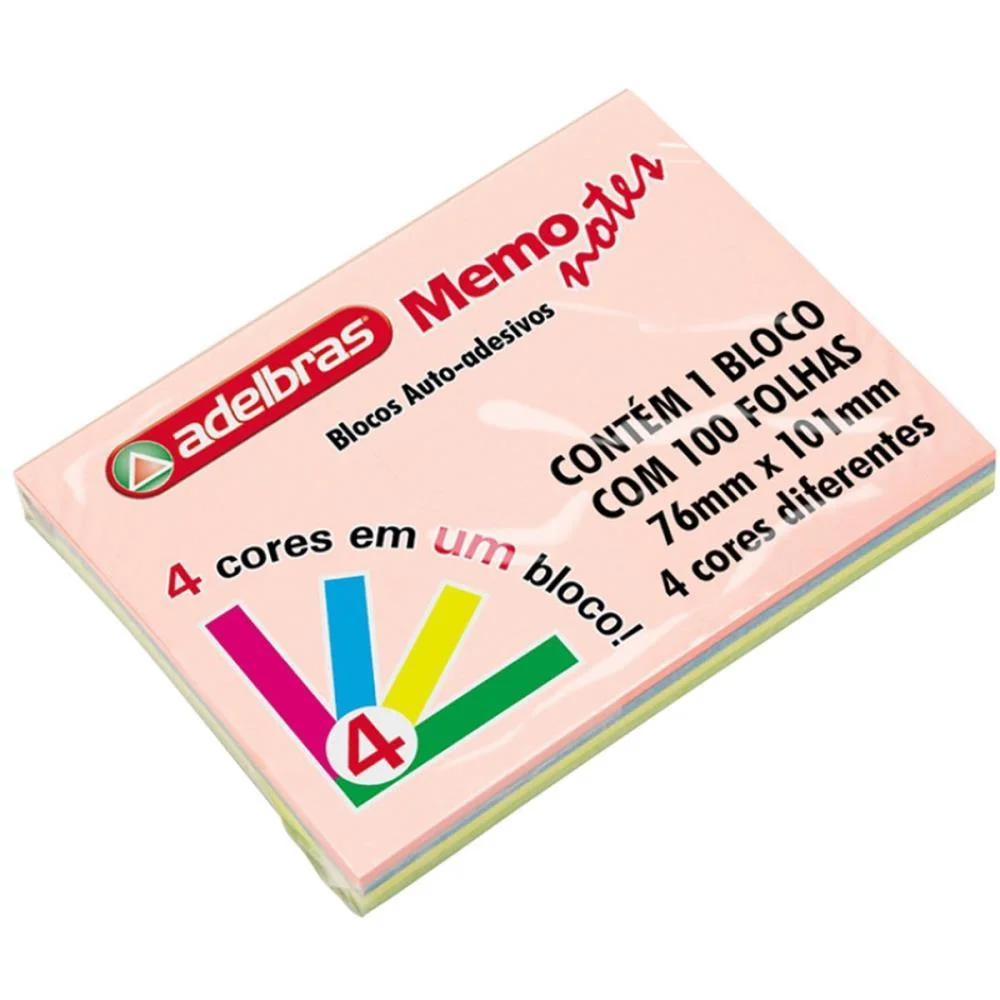 BLOCO DE RECADO AUTOADESIVO MEMONOTE 76X102 NEON 100FLS. ADELBRAS (UNIDADE) - imagem 3
