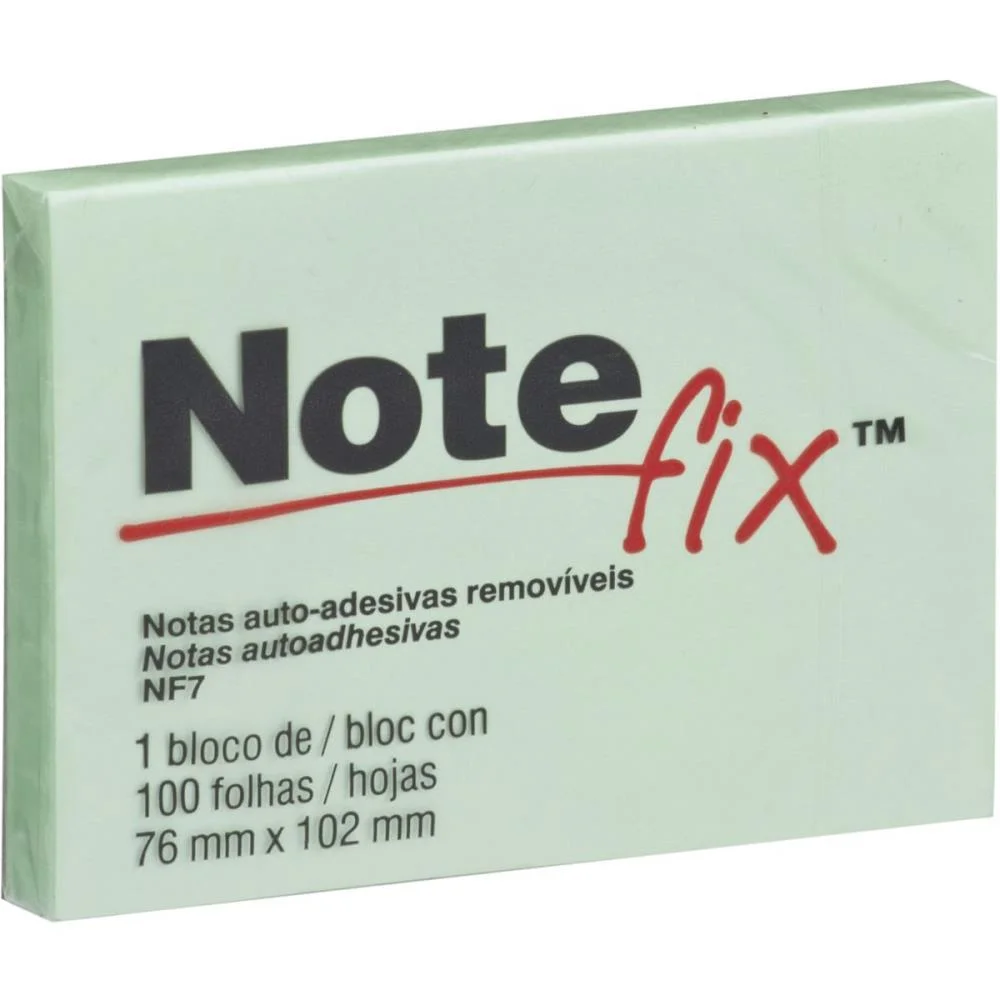BLOCO DE RECADO AUTOADESIVO NOTEFIX 100F.76MMX102MM VERDE 3M (UNIDADE) - imagem 3