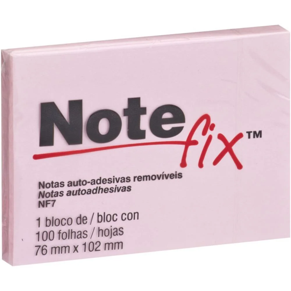 BLOCO DE RECADO AUTOADESIVO NOTEFIX 100F.76MMX102MM ROSA 3M (UNIDADE) - imagem 3