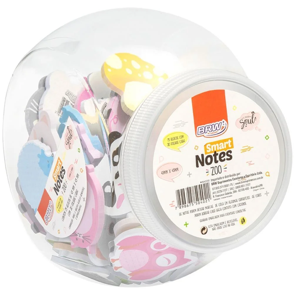 BLOCO DE RECADO AUTOADESIVO SMART NOTES COLOR ZOO 30FL. BRW (POTE-75) - imagem 5