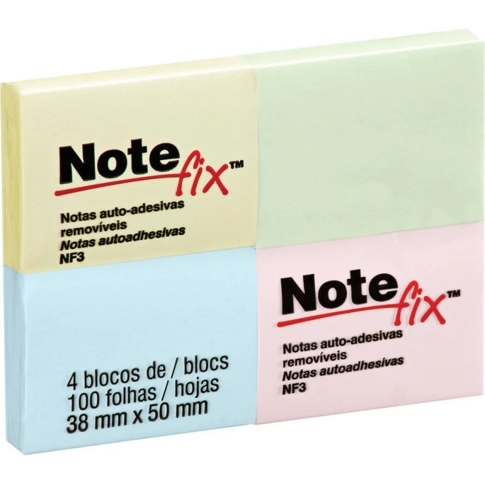 BLOCO DE RECADO AUTOADESIVO NOTEFIX 100F.38MMX50MM CORES 3M (PCT.C/04) - imagem 3