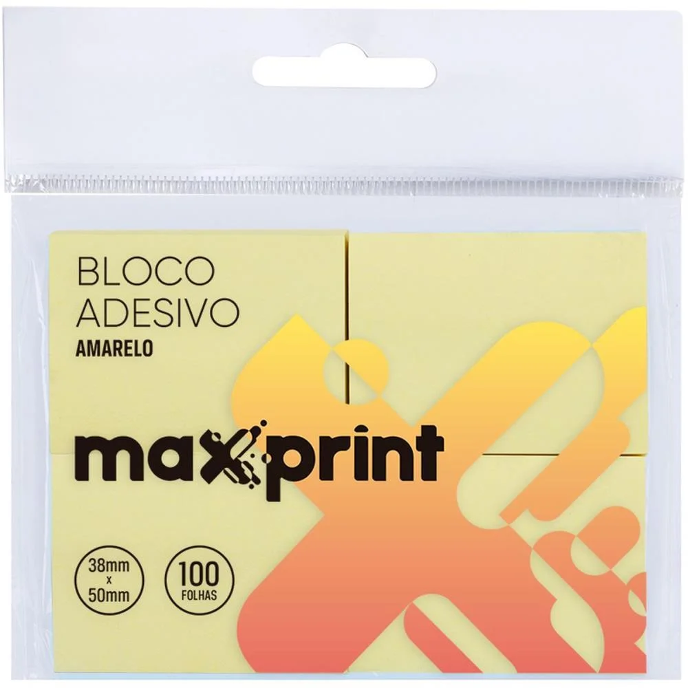 BLOCO DE RECADO AUTOADESIVO 38X50MM AMARELO 4BLOCOSX100FLS MAXPRINT (UNIDADE) - imagem 2
