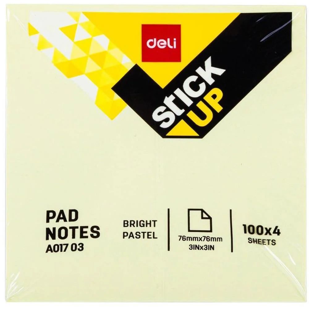 BLOCO DE RECADO AUTOADESIVO 76X76MM TONS PASTEIS 4X100FLS DELI (UNIDADE) - imagem 3