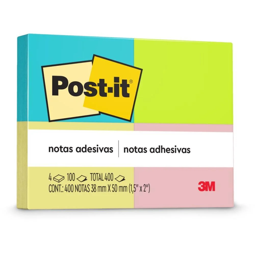 BLOCO DE RECADO POST-IT 653 NEON 38X50MM C/100FLS. 3M (PCT.C/04) - imagem 2
