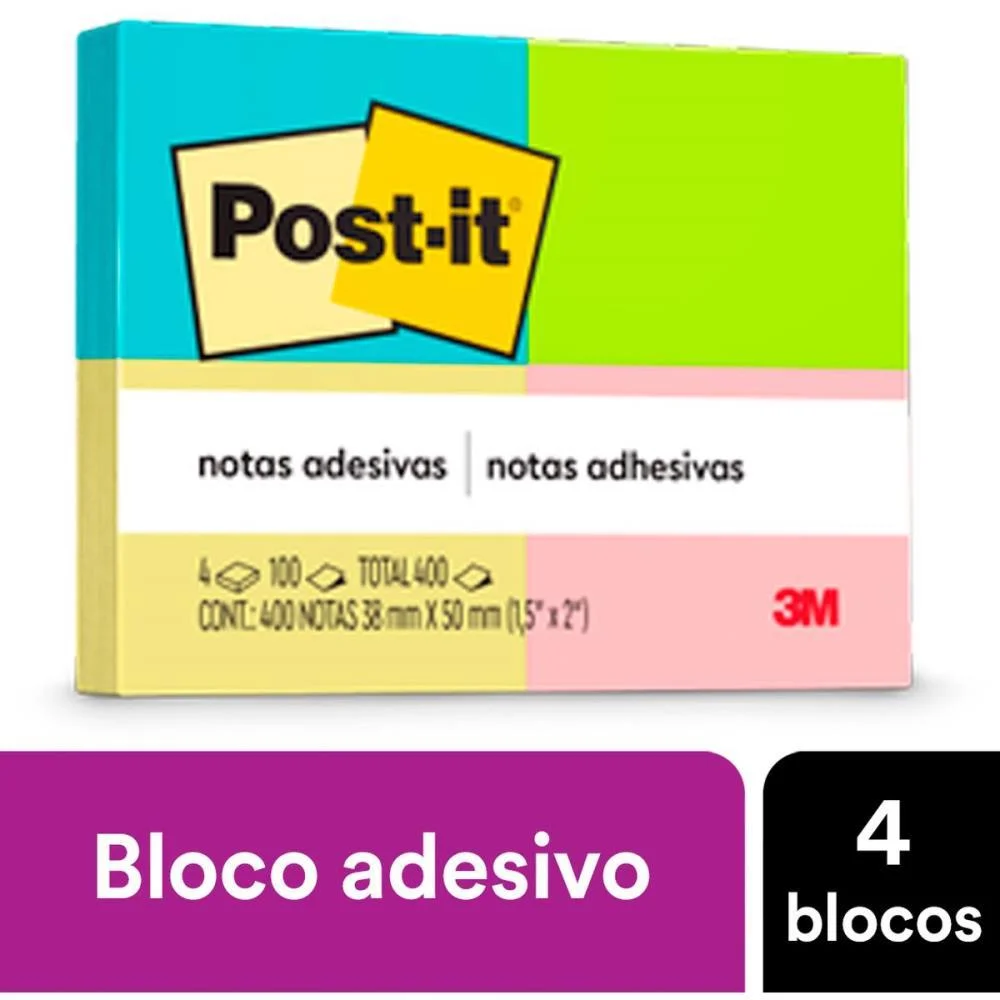 BLOCO DE RECADO POST-IT 653 NEON 38X50MM C/100FLS. 3M (PCT.C/04) - imagem 6