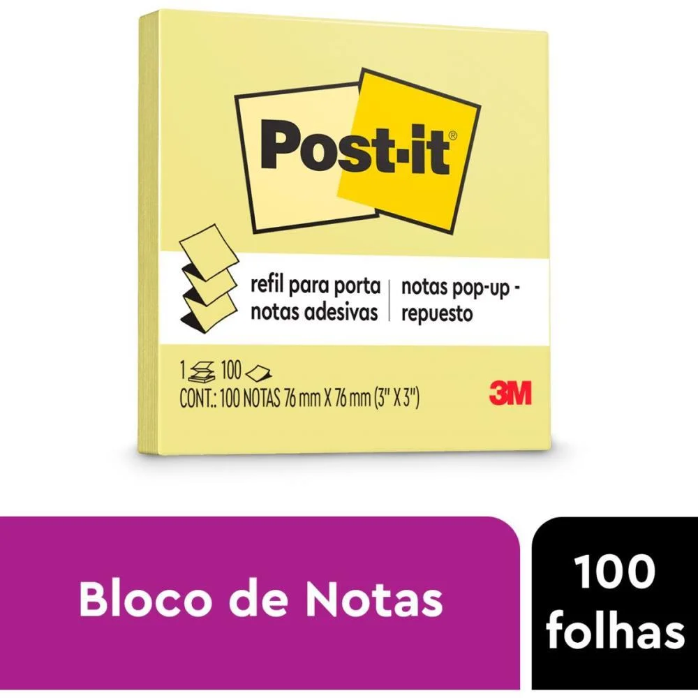 BLOCO DE RECADO POST-IT POP UP REFIL RR330 76X76 AMAR. 3M (UNIDADE) - imagem 8