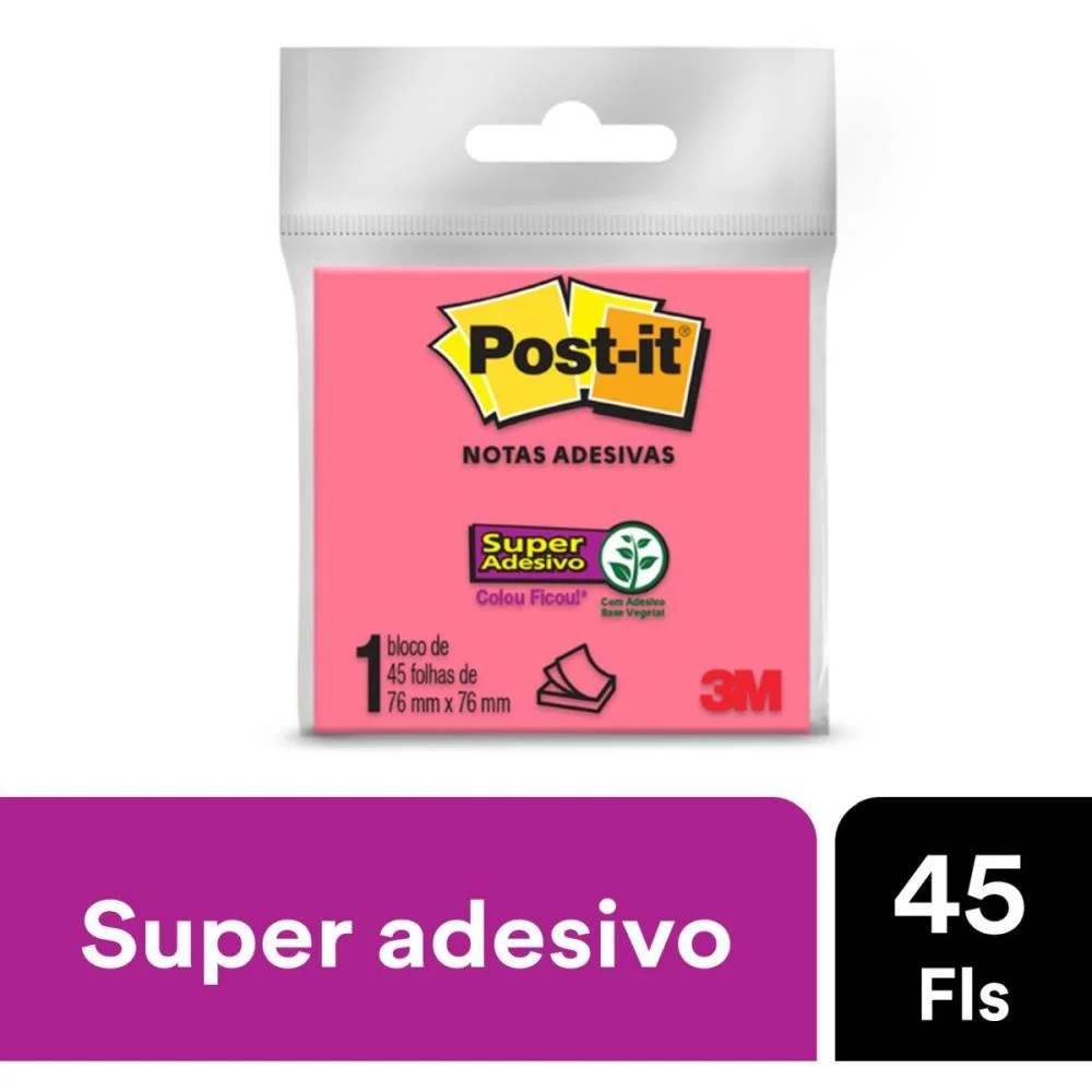 BLOCO DE RECADO POST-IT 76X76MM ROSA 45FLS. 3M (UNIDADE) - imagem 4