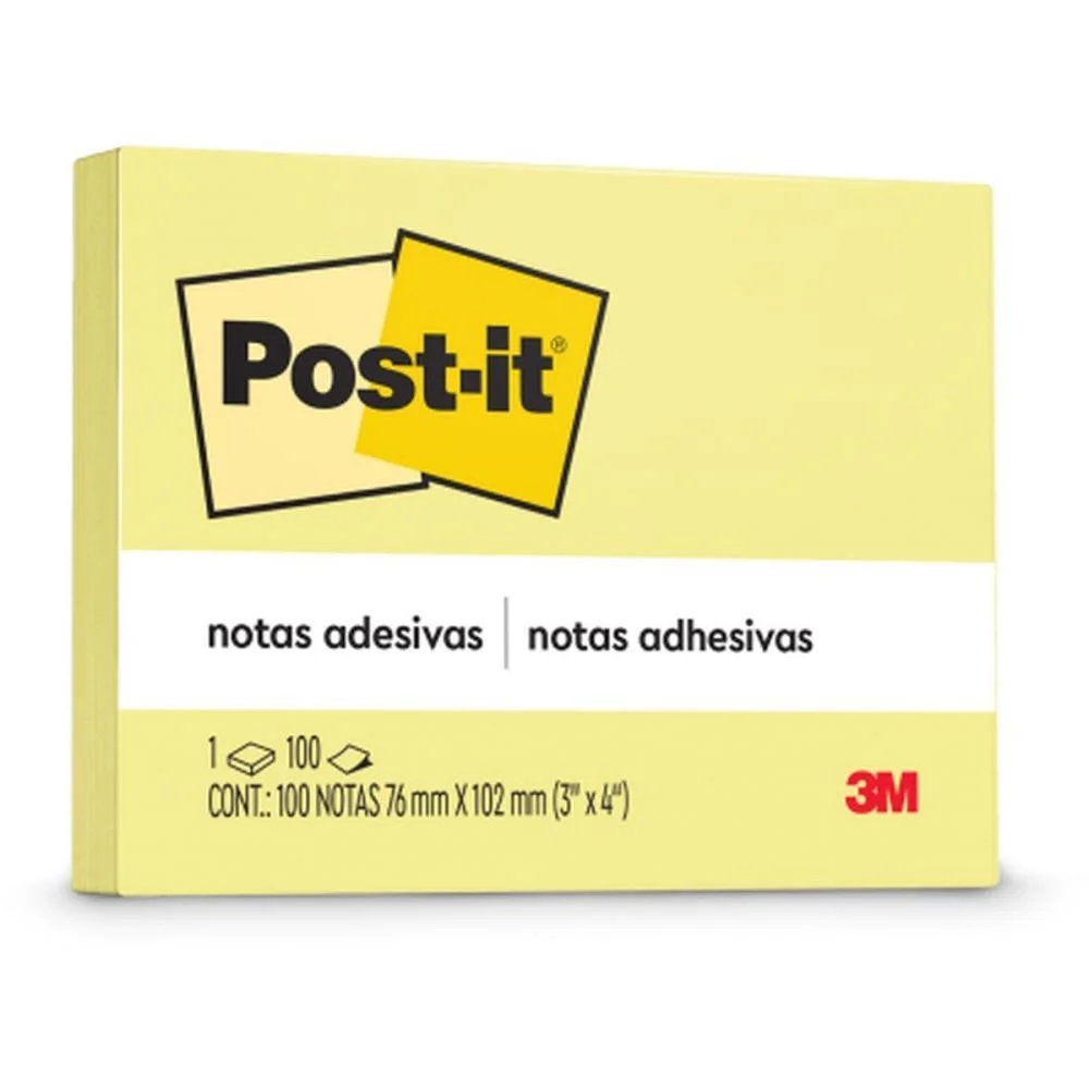 BLOCO DE RECADO POST-IT 657 AMARELO 76X102MM C/100FLS 3M (UNIDADE) - imagem 2