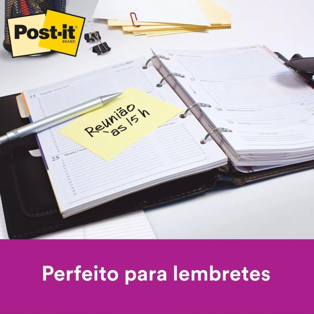 BLOCO DE RECADO POST-IT 657 AMARELO 76X102MM C/100FLS 3M (UNIDADE) - imagem 4