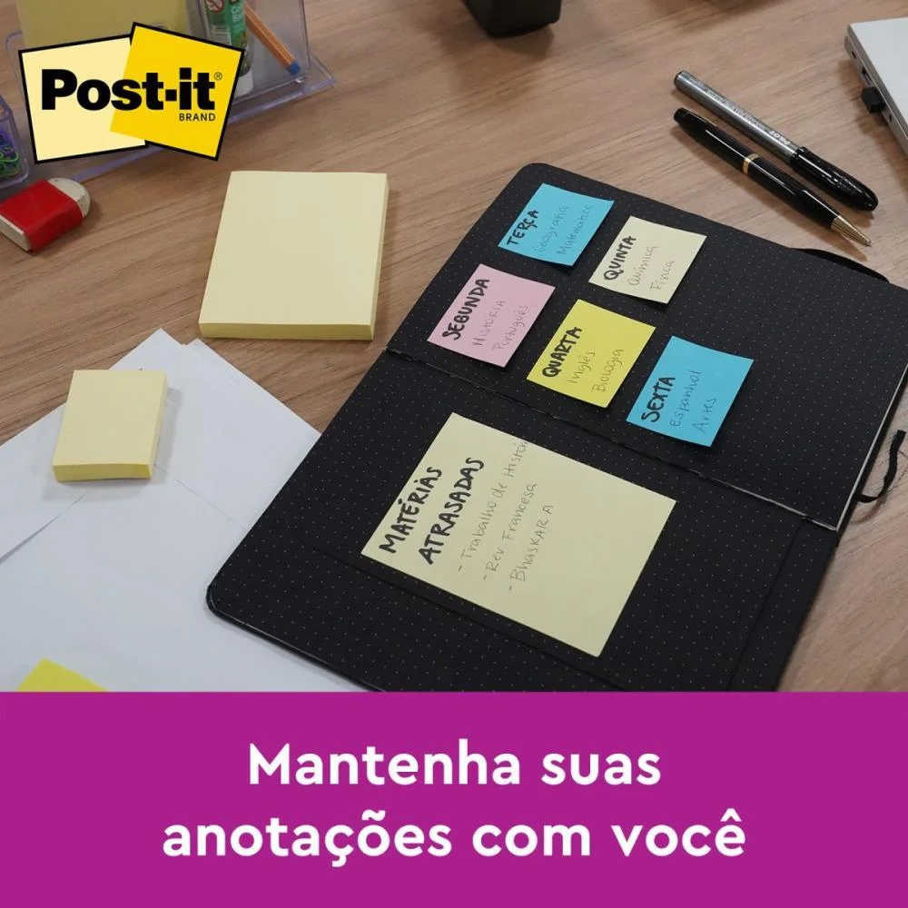 BLOCO DE RECADO POST-IT 657 AMARELO 76X102MM C/100FLS 3M (UNIDADE) - imagem 5