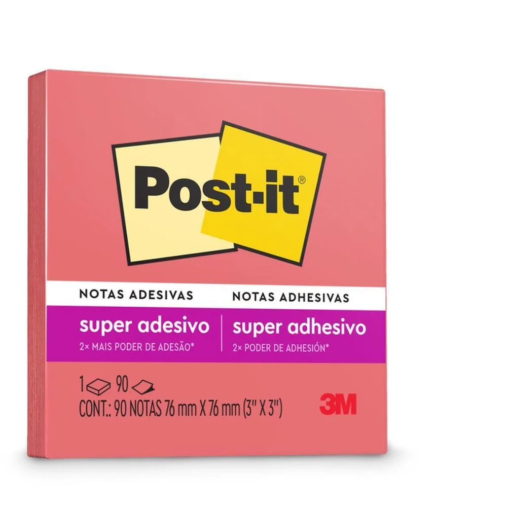 BLOCO DE RECADO POST-IT 76X76MM POPPY 90FLS. 3M (UNIDADE) - imagem 2