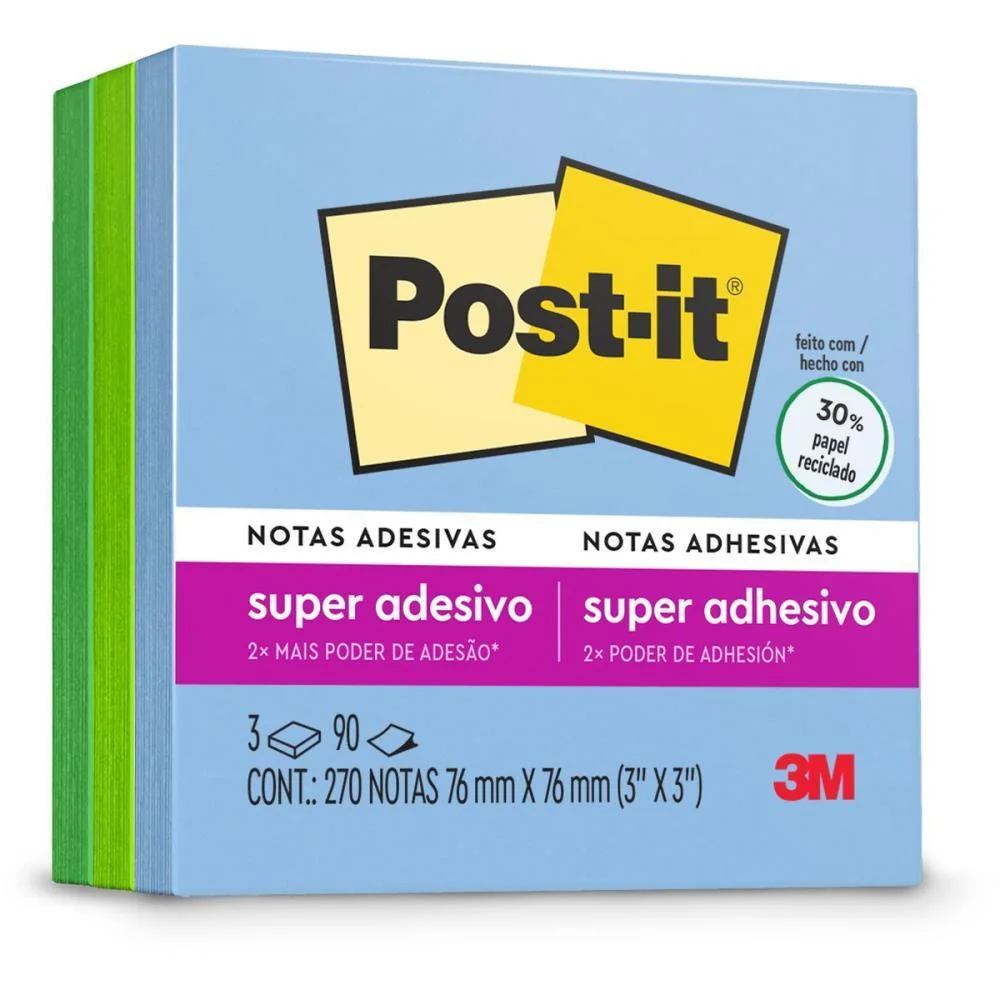 BLOCO DE RECADO POST-IT COLECAO OASIS 76X76MM 3M (PCT.C/03) - imagem 2