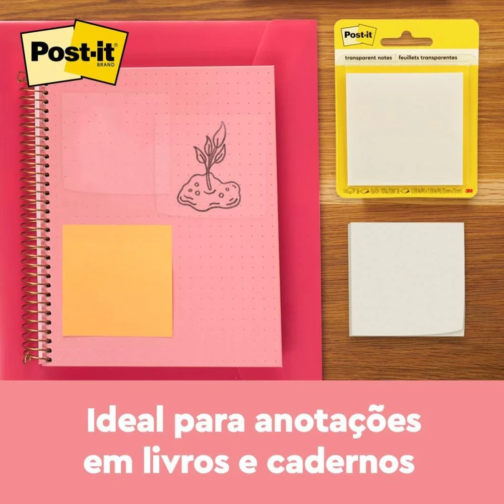 BLOCO DE RECADO POST-IT TRANSPARENTE 73X73MM C/36 FLS. 3M (UNIDADE) - imagem 7