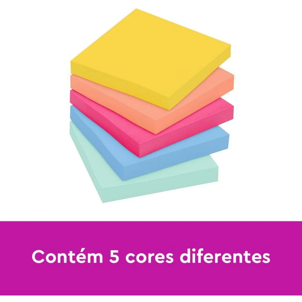 BLOCO DE RECADO POST-IT 76MMX76MM ALEGRIA 90FLS. 3M (PCT.C/05) - imagem 6
