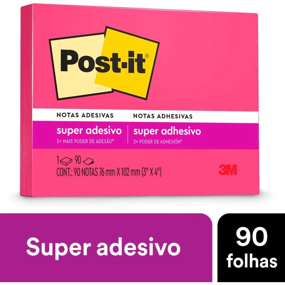 BLOCO DE RECADO POST-IT 76X102MM ROSA 90FLS. 3M (UNIDADE) - imagem 4