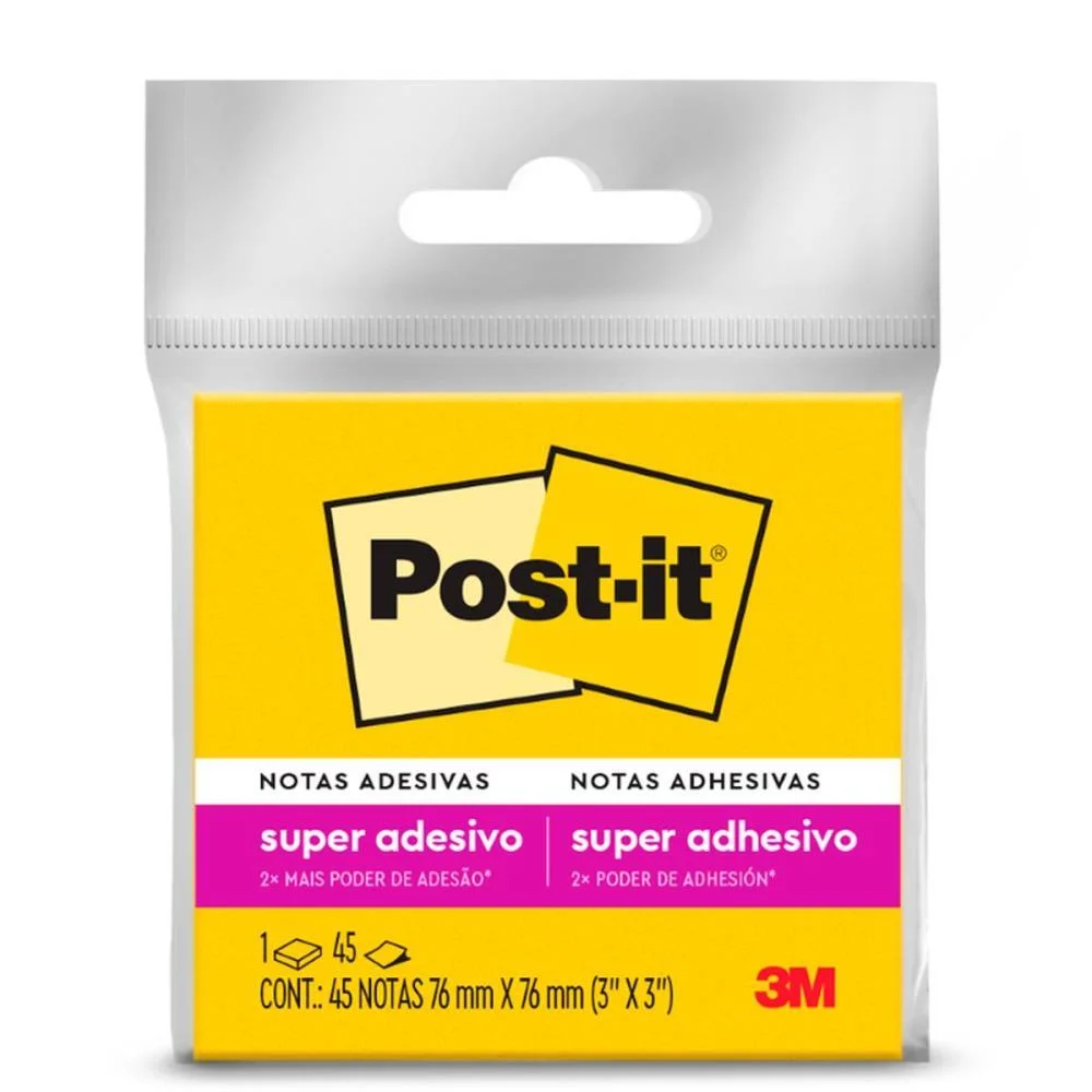 BLOCO DE RECADO POST-IT 76X76MM AMARELO NEON 45FLS. 3M (UNIDADE) - imagem 3