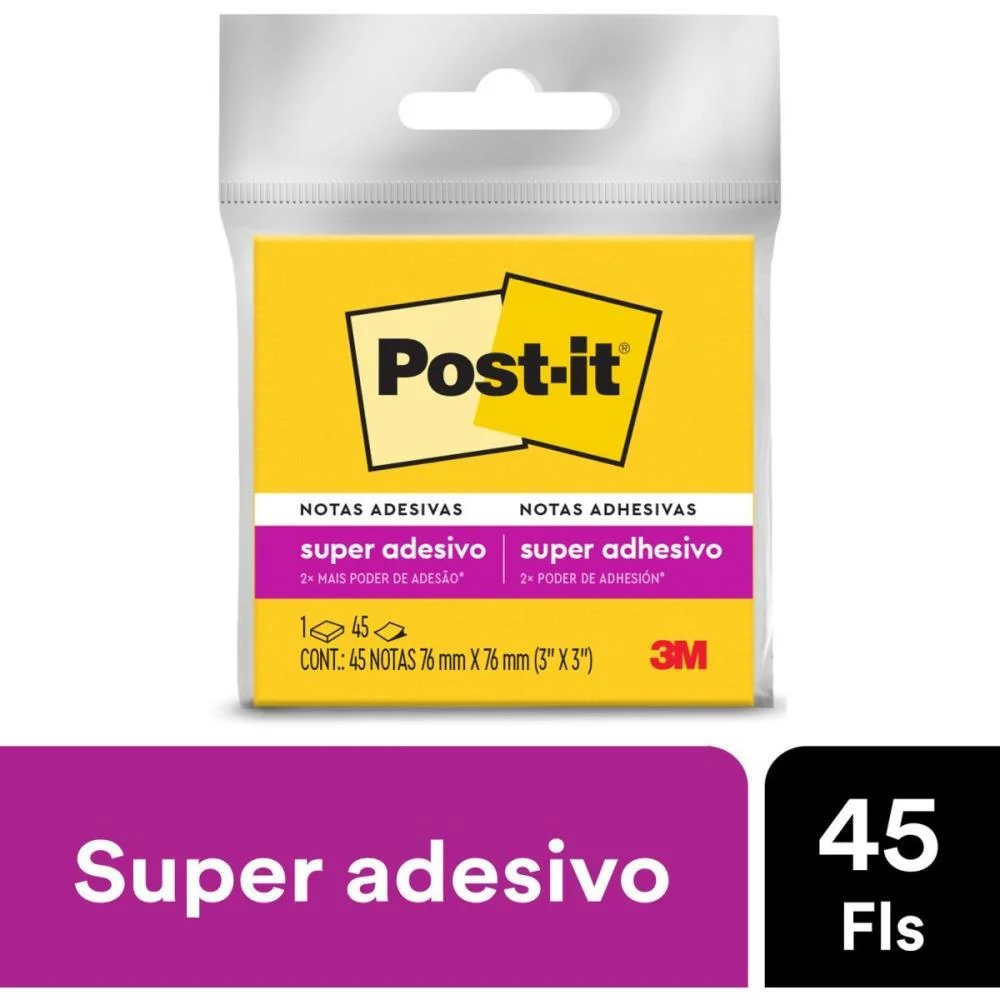 BLOCO DE RECADO POST-IT 76X76MM AMARELO NEON 45FLS. 3M (UNIDADE) - imagem 4