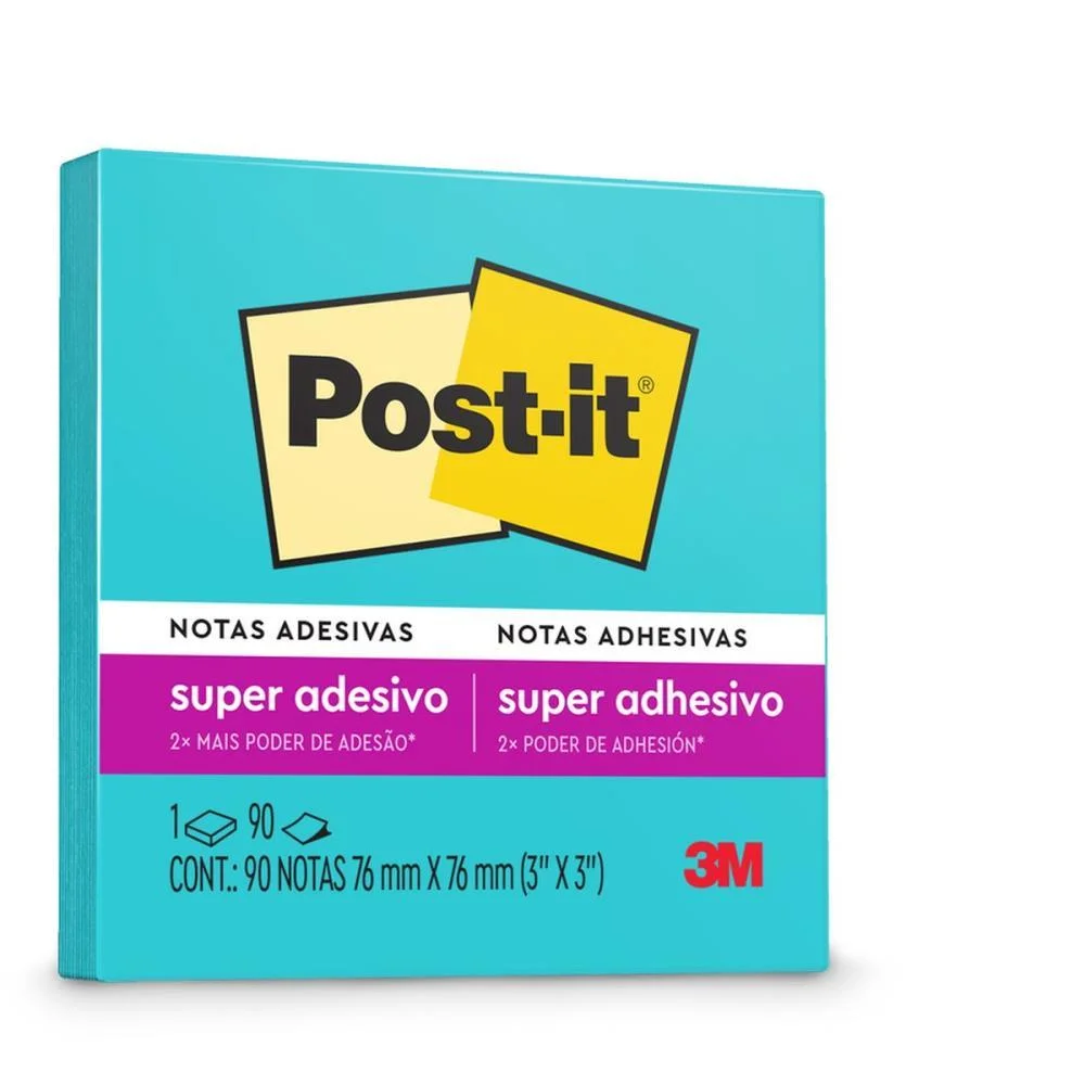 BLOCO DE RECADO POST-IT 76X76MM AZUL ELETRICO 90FLS. 3M (UNIDADE) - imagem 2