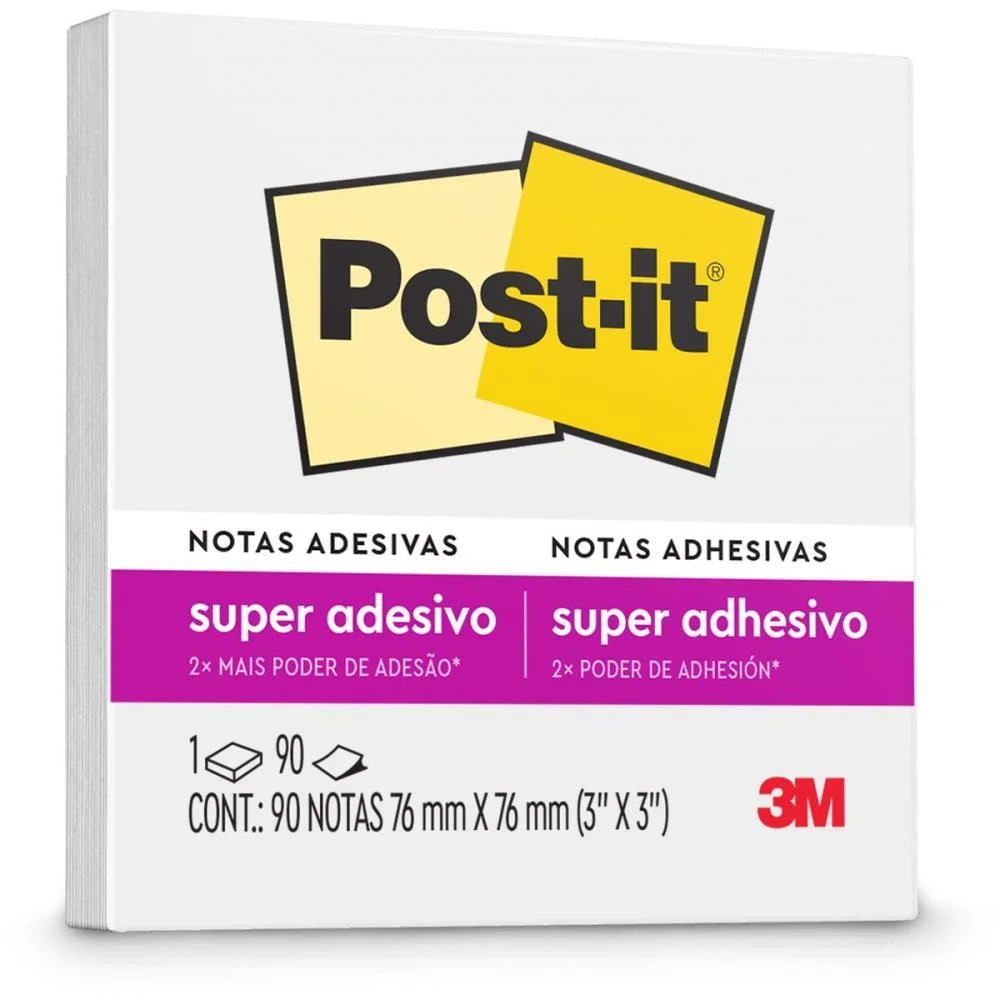 BLOCO DE RECADO POST-IT 76MMX76MM BRANCO NEVE 90FLS 3M (UNIDADE) - imagem 2