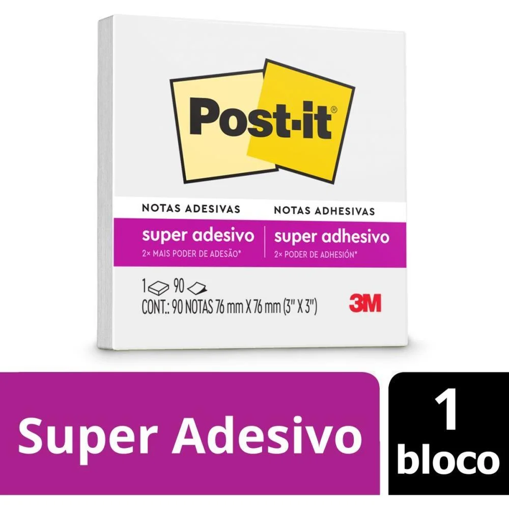 BLOCO DE RECADO POST-IT 76MMX76MM BRANCO NEVE 90FLS 3M (UNIDADE) - imagem 3