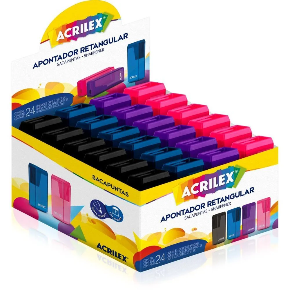 APONTADOR COM DEPOSITO RETANGULAR CORES SORTIDAS ACRILEX (DP.C/24) - imagem 2