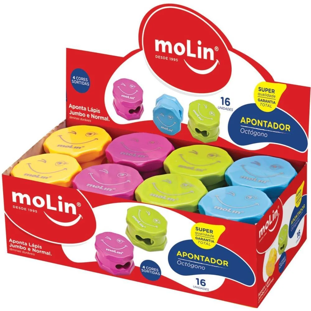 APONTADOR COM DEPOSITO 2 FUROS SUPER OCTOGONO NORMAL/JUMBO MOLIN (CX.C/16) - imagem 3