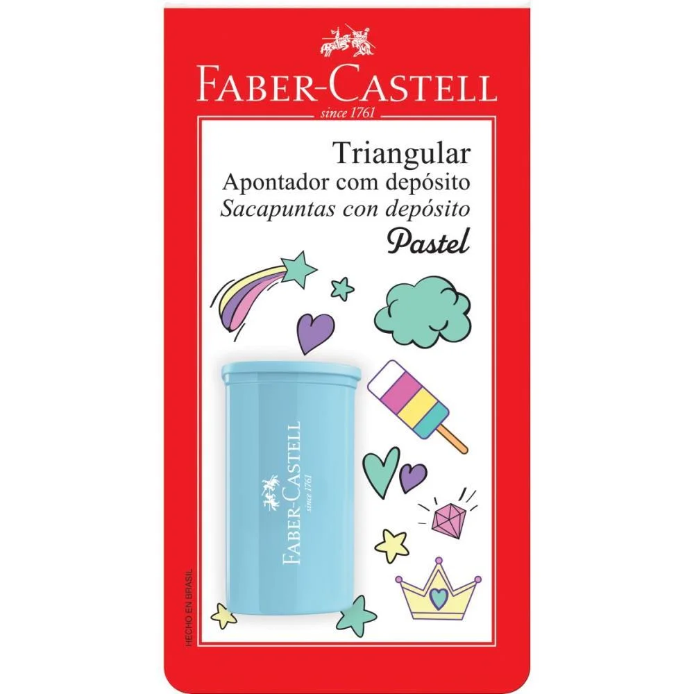 APONTADOR COM DEPOSITO TRIANGULAR 4CORES PASTEL CART. FABER-CASTELL (CX.C/24) - imagem 3