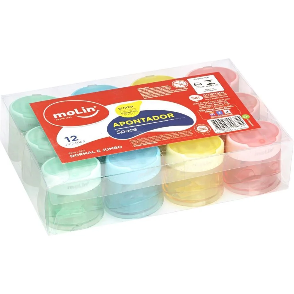 APONTADOR COM DEPOSITO 2 FUROS SPACE TONS PASTEL NORMAL/JUMB MOLIN (CX.C/12) - imagem 3