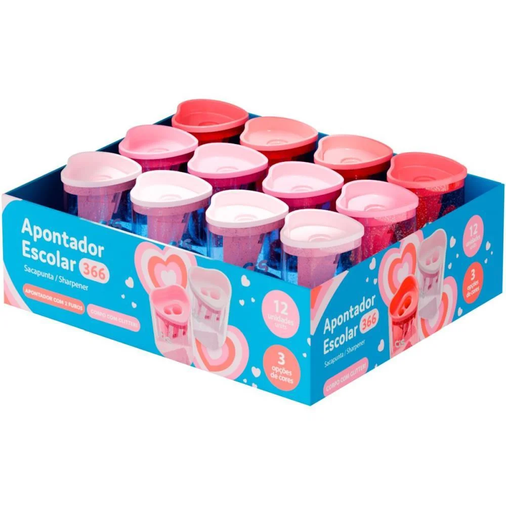 APONTADOR COM DEPOSITO 2 FUROS CIS 366 CORACAO COM GLITTER (S SERTIC (DP.C/12) - imagem 4