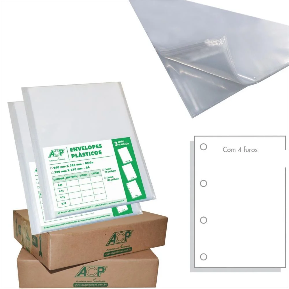ENVELOPE PLASTICO OFICIO 4 FUROS EXTRA GROSSO 0,20 ACP (PCT.C/100) - imagem 2